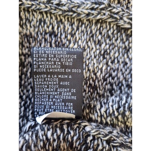 Kasper Cardigan PM Black White Marled Knit Short Sleeve Button Cowl Neck - Picture 5 of 8